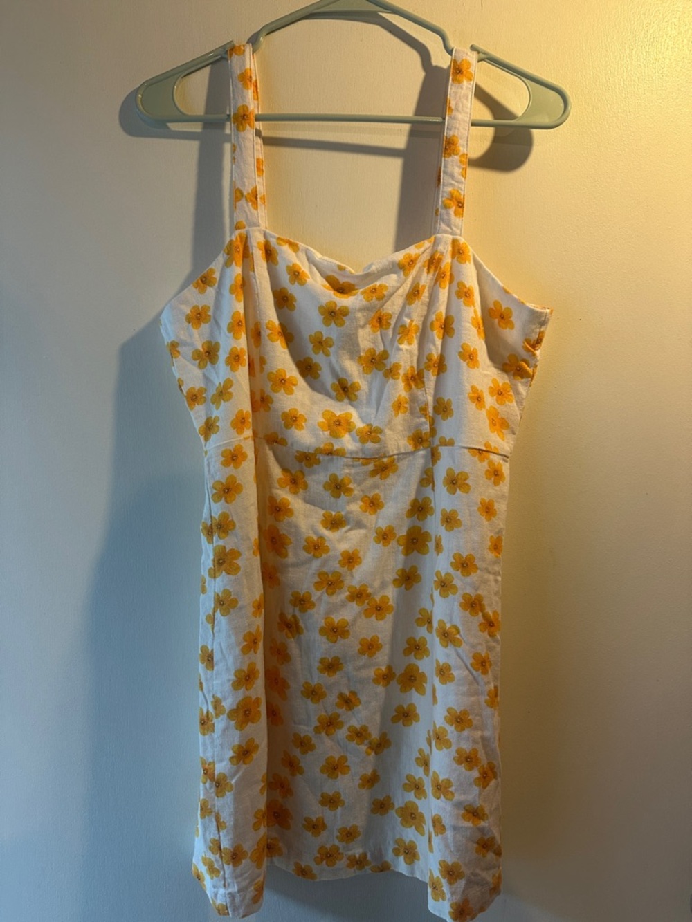 Forever 21 White Mini Dress with Yellow Floral Print